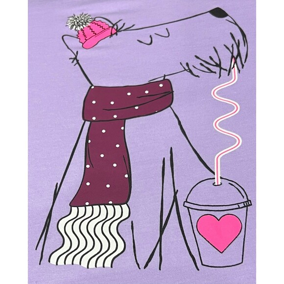 Winter Pup Graphic Long Sleeve T-Shirt - Lavender - Size: M (8) - NWT - Picture 3 of 5